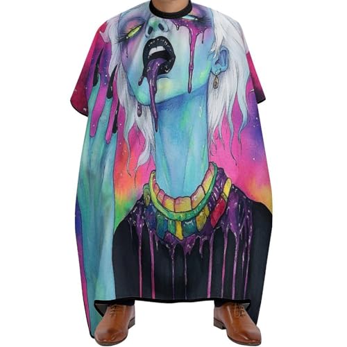 Friseurumhang Coole Galaxy Goth Gotik Gothic Girl Art, Polyester Barber Cape Antistatisch Haarschneidemantel für Haarstyling Erwachsene 140X168cm von Generic