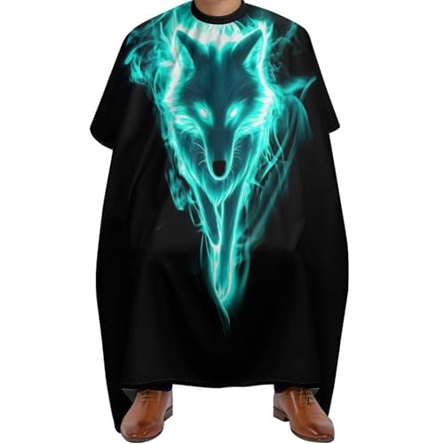 Friseurumhang Cooler Cyan Wolf, Wasserdicht Haarschneideumhang Unisex Haarschneide Umhang für Erwachsene Frauen 140X168cm von Generic