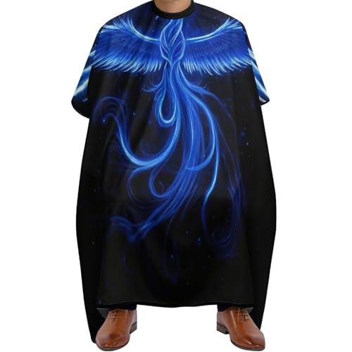 Friseurumhang Cooles Blaues Feuer Flamme Feuervogel Schwarz, Antistatisch Haarschneidemantel Unisex Haarschneide Umhang für Frauen Haarschnitt 140X168cm von Generic