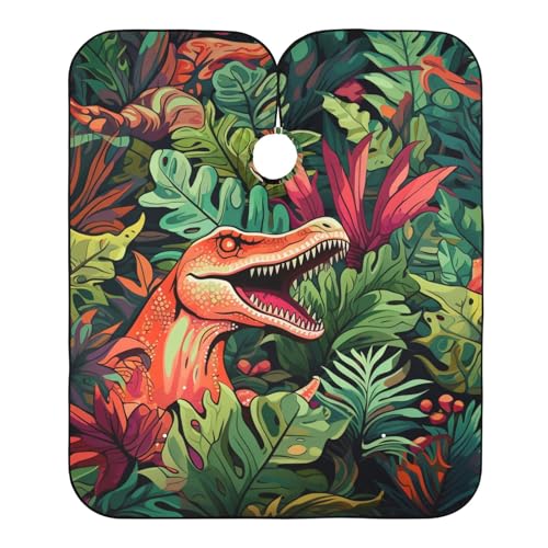 Friseurumhang Dinosaurier, Grüne Blätter Barbier Umhang Mode Friseur Umhänge Professionelle Unisex Friseurumhang, Für Kinder, Barbier, 140×168cm von Generic