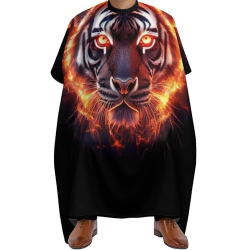 Friseurumhang Feuer Wildtier Tiger Abstrakte Kunst, Wasserdicht Haarschneiden Umhange Antistatisch Barber Cape für Haarschneiden Frauen 140X168cm von Generic
