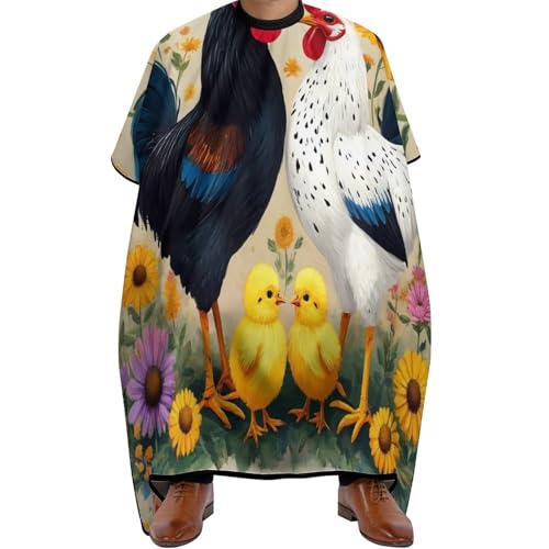 Friseurumhang Gartenblumen Huhn Hahn Kunst, Professionelle Barber Cape Verstellbar Haarschneidemantel für Männer Haarschnitt 140X168cm von Generic