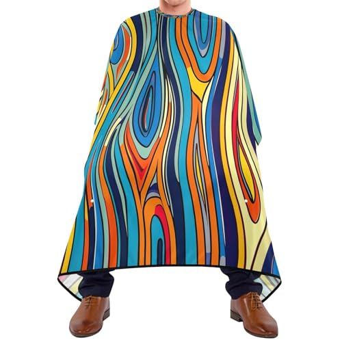 Friseurumhang Gestreiftes Muster Friseur Umhänge Mode Friseur Umhang Wasserdicht Barbier Umhang, Für Barbier, Kinder, 140×168cm von Generic