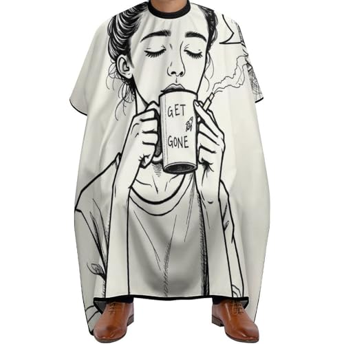 Friseurumhang Goth Gotik Gothic Boring Girl Art, Professionelle Haarschneidemantel Verstellbar Haarschneideumhang für Haarstyling Haarschnitt 140X168cm von Generic