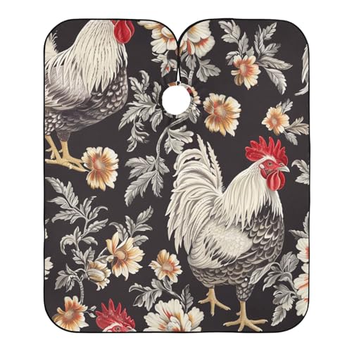 Friseurumhang Hahn Blume Unisex Friseure Kleid Mode Herren Umhang Wasserdicht Friseur Umhänge, Für Kinder, Färben, 140×168cm von Generic