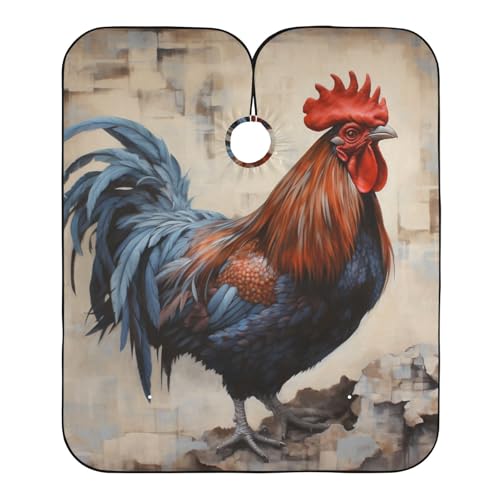 Friseurumhang Hahn Im Retro-Stil Unisex Friseurumhang Mode Friseur Umhänge Einstellbare Unisex Friseure Kleid, Für Friseursalon, Kinder, 140×168cm von Generic