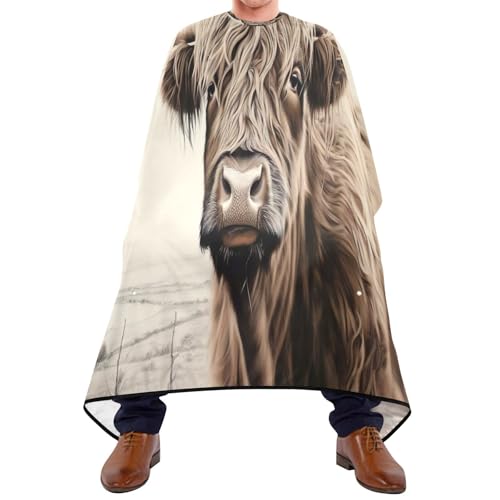 Friseurumhang Hochlandrind Friseur Umhänge Wasserdicht Haarschneideumhang Cape Einstellbare Unisex Friseurumhang, Für Kinder, Färben, 140×168cm von Generic