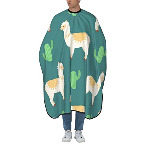 Friseurumhang Lama Kakteen Alpaka Muster, Weiß Barbiere Cape Einstellbare Haarschneideumhang Cape Professionelle Friseur Umhänge, Für Kinder, Färben, 140×168cm von Generic