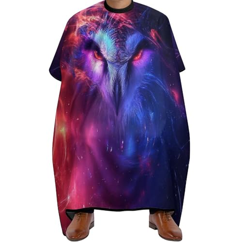 Friseurumhang Lila Blaue Galaxie Eule Kunst, Wasserdicht Haarschneidemantel Verstellbar Barber Cape für Haarschneiden Frauen 140X168cm von Generic