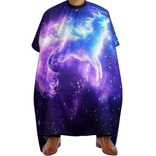 Friseurumhang Lila Blaue Galaxie Fuchs Kunst, Mode Haarschneidemantel Verstellbar Haar Schneideumhang für Frauen Haarstyling 140X168cm von Generic