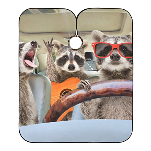 Friseurumhang Lustige Waschbär-Aquarellfarbe Haarschneideumhang Cape Einstellbare Barbier Umhang Professionelle Friseur Cape, Für Erwachsene, Barbershops, 140×168cm von Generic