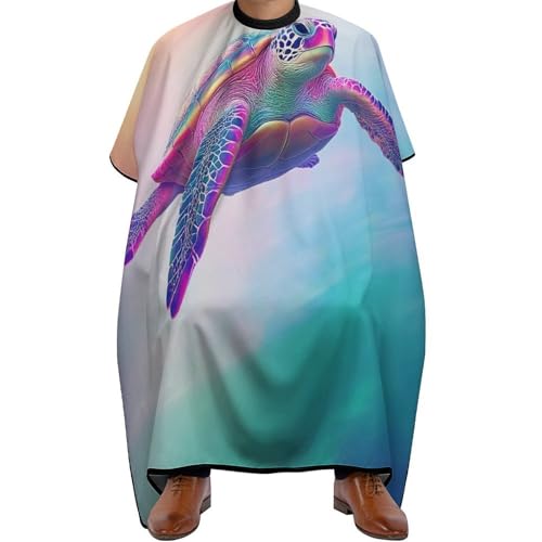 Friseurumhang Meeresschildkröte mit Batikmuster, Mode Haarschneidemantel Verstellbar Friseur Umhänge für Frauen Haarschnitt 140X168cm von Generic