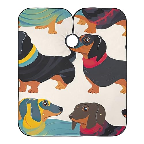 Friseurumhang Niedliche Dackelzeichnung Im Pullover Barbier Umhang Mode Friseur Umhänge Wasserdicht Friseur Umhang, Für Färben, Kinder, 140×168cm von Generic