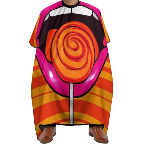 Friseurumhang Niedliche Lippenkunst, Polyester Haarschneidemantel Verstellbar Haarschneide Umhang für Männer Erwachsene 140X168cm von Generic