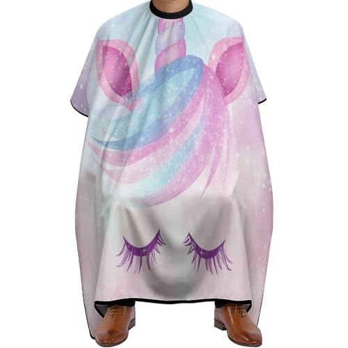 Friseurumhang Niedliches magisches Regenbogenpferd-Meeresgesicht, Polyester Haarschneidemantel Unisex Friseur Umhänge für Frauen Haarstyling 140X168cm von Generic