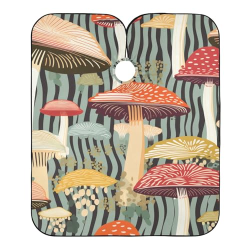 Friseurumhang Pilze Streifen Friseur Umhänge Wasserdicht Unisex Friseure Kleid Einstellbare Unisex Friseurumhang, Für Kinder, Barbier, 140×168cm von Generic