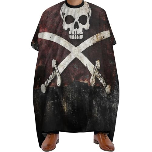 Friseurumhang Piraten-Totenkopf-Flagge, Antistatisch Haarschneide Umhang Wasserdicht Haar Schneideumhang für Frauen Haarstyling 140X168cm von Generic