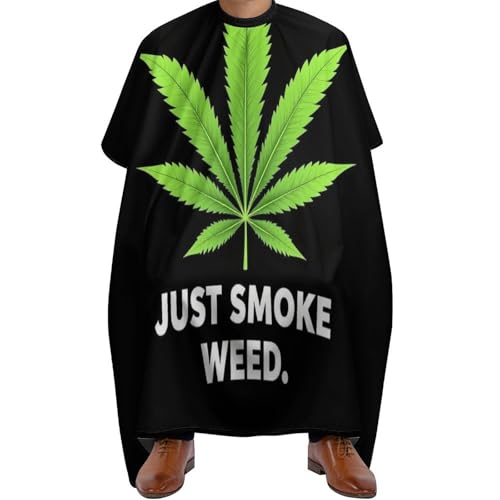 Friseurumhang Rauche einfach grünes Marihuana, Grasblätter, Blätter schwarz, Mode Haarschneidemantel Wasserdicht Haar Schneideumhang für Frauen Haarschnitt 140X168cm von Generic