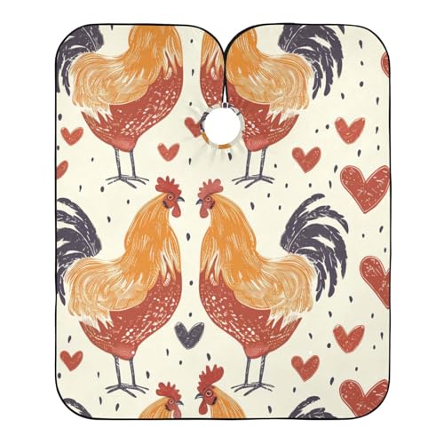 Friseurumhang Romantische Hahnenherzen Friseur Umhänge Mode Unisex Friseure Kleid Professionelle Friseur Umhang, Für Kinder, Erwachsene, 140×168cm von Generic