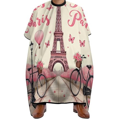 Friseurumhang Rosa Paris Eiffelturm, Unisex Haarschneidemantel Mode Salon Umhang für Erwachsene Frauen 140X168cm von Generic