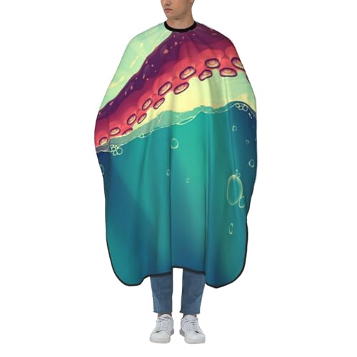 Friseurumhang Rotes Tier Tentakeln Meerwasser Unisex Friseure Kleid Einstellbare Friseur Umhänge Professionelle Barbier Umhang, Für Kinder, Barbier, 140×168cm von Generic