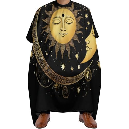 Friseurumhang Sonne Halbmond Sterne Astrologie Tarotkarten, Mode Haarschneiden Umhange Polyester Haarschneidemantel für Haarstyling Männer 140X168cm von Generic