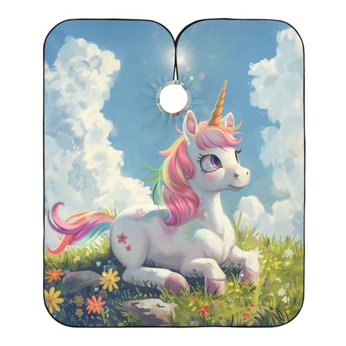 Friseurumhang Süße Einhorn-Blumen Unisex Friseurumhang Einstellbare Unisex Friseure Kleid Professionelle Friseur Umhang, Für Erwachsene, Kinder, 140×168cm von Generic