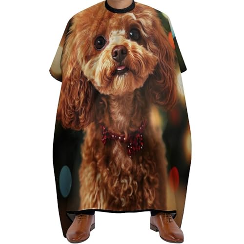 Friseurumhang Süßer Pudelwelpe, Antistatisch Haarschneidemantel Professionelle Haarschneideumhang für Salon Frauen 140X168cm von Generic