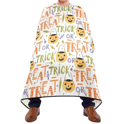 Friseurumhang Süßes Oder Saures, Pumpkin Friseur Umhang Einstellbare Unisex Friseure Kleid Wasserdicht Friseur Umhänge, Für Barbershops, Kinder, 140×168cm von Generic