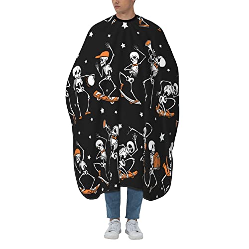 Friseurumhang Tanzendes Skateboarding-Schädel-Skateboard Unisex Friseure Kleid Professionelle Friseur Umhänge Einstellbare Friseur Umhang, Für Färben, Kinder, 140×168cm von Generic