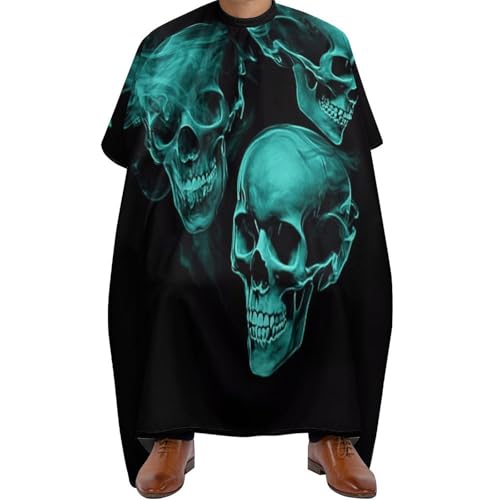 Friseurumhang Teal Grün Cool Totenkopf Kopf Schwarz, Antistatisch Haarschneide Umhang Mode Haarschneidemantel für Haarschneiden Frauen 140X168cm von Generic
