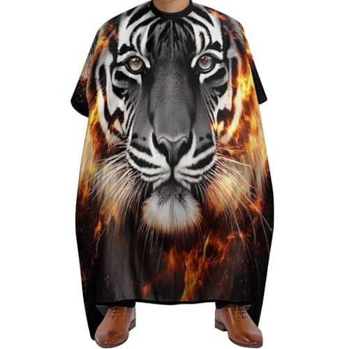 Friseurumhang Tier Feuer Flamme Tiger Kunst, Antistatisch Haarschneide Umhang Professionelle Haarschneiden Umhange für Frauen Salon 140X168cm von Generic