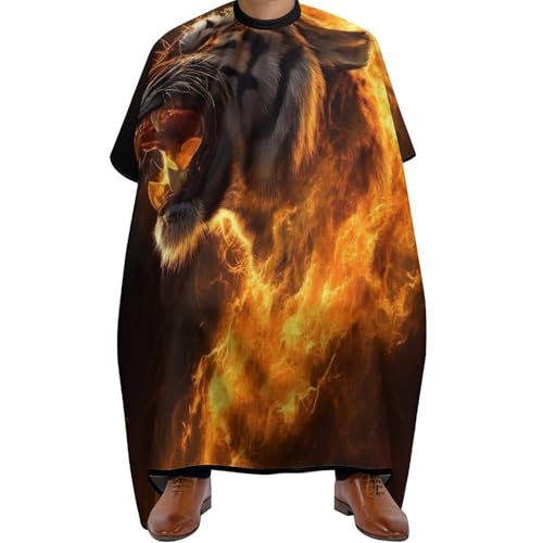 Friseurumhang Tier wütend Feuer Flamme Tiger Kunst, Antistatisch Friseure Kleid Wasserdicht Haarschneide Umhang für Frauen Haarschneiden 140X168cm von Generic