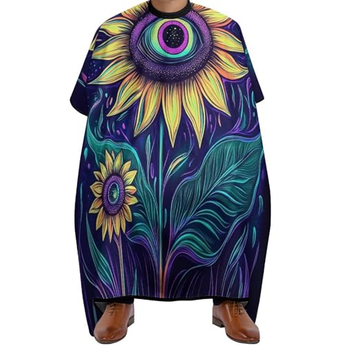 Friseurumhang Trippy Eyes Blume Sonnenblume, Mode Friseure Kleid Unisex Haarschneidemantel für Männer Salon 140X168cm von Generic