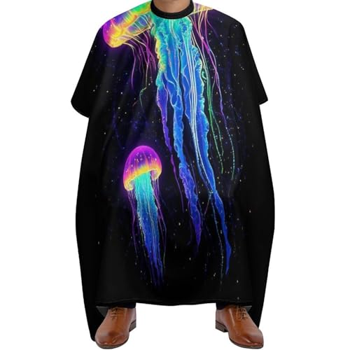 Friseurumhang Trippy Neon Quallen Kunst, Verstellbar Salon Umhang Polyester Haarschneidemantel für Frauen Erwachsene 140X168cm von Generic