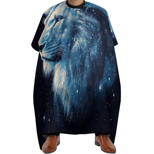 Friseurumhang Trippy Tierkönig Weltraum Löwe Kunst, Mode Haarschneidemantel Verstellbar Salon Umhang für Erwachsene Männer 140X168cm von Generic
