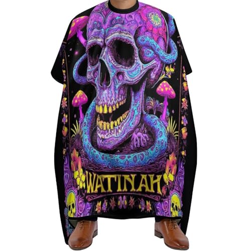 Friseurumhang Trippy Totenkopf Pilz Kunst Lila, Wasserdicht Haarschneidemantel Professionelle Friseur Umhänge für Haarstyling Männer 140X168cm von Generic