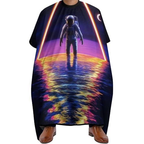 Friseurumhang Trippy Weltraum Mond Astronaut Kunst, Antistatisch Haarschneide Umhang Wasserdicht Haarschneidemantel für Haarstyling Männer 140X168cm von Generic