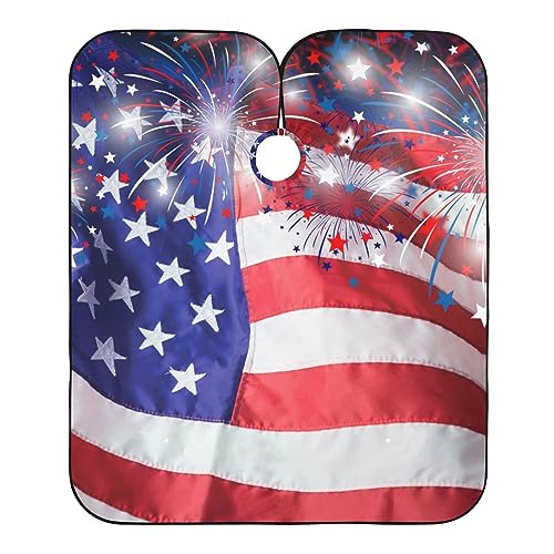 Friseurumhang Usa Flagge Mit Feuerwerk Friseur Umhänge Mode Unisex Friseurumhang Einstellbare Friseur Umhang, Für Barbershops, Kinder, 140×168cm von Generic