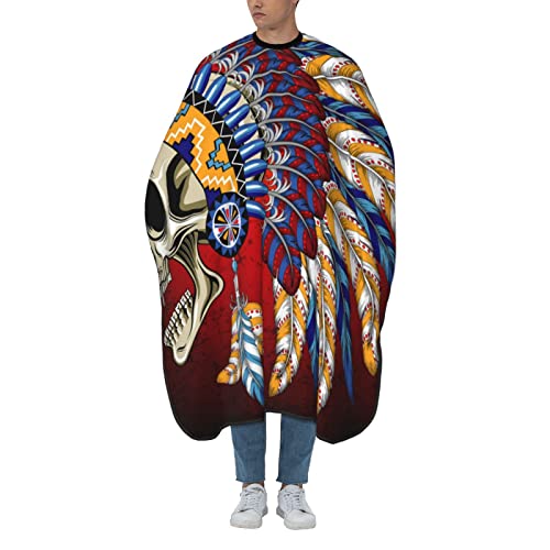 Friseurumhang Vintage Totenkopf Stammeshäuptling Barbiere Cape Einstellbare Friseur Umhänge Professionelle Friseur Umhang, Für Barbershops, Kinder, 140×168cm von Generic