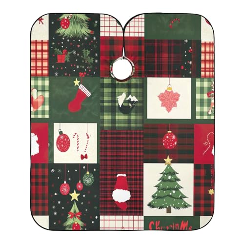Friseurumhang Weihnachts-Patchworkmuster Professionelle Friseure Kleid Mode Professionelle Barbier Umhang, Für Friseursalon, Färben, Kinder, 140x168cm von Generic