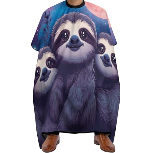 Friseurumhang Weltraum-Vollmond-Faultier, Antistatisch Haarschneidemantel Unisex Haarschneiden Umhange für Haarstyling Frauen 140X168cm von Generic