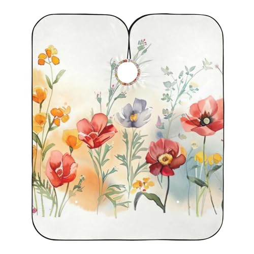 Friseurumhang Wiesenblumen Unisex Friseurumhang Wasserdicht Friseur Umhänge Einstellbare Friseur Umhang, Für Barbier, Kinder, 140×168cm von Generic