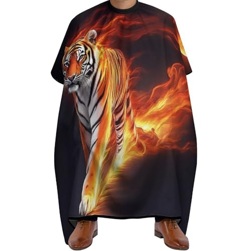 Friseurumhang Wildes wütendes Tier König Feuer Flamme Tiger, Antistatisch Barber Cape Unisex Haarschneidemantel für Frauen Haarschnitt 140X168cm von Generic
