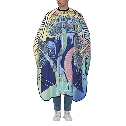 Friseurumhang Zauberpilze Geometrie Psychedelisch Herren Umhang Wasserdicht Unisex Friseure Kleid Professionelle Barbier Umhang, Für Kinder, Barbier, 140×168cm von Generic