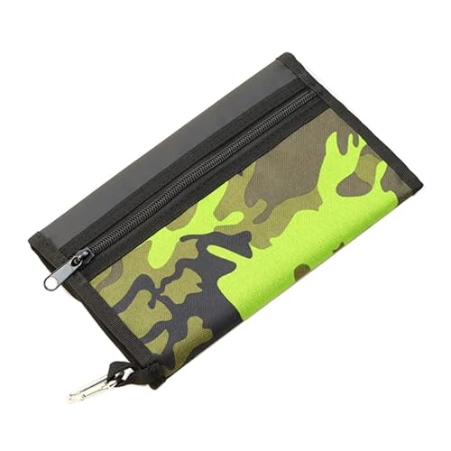 Froiny Fishing Soft Lure Storage Bag Wasserdichte Angeltasche Binder Fliegenfischen Leader Tackle Wallet Bag mit Karabiner, Camouflage Green von Generic