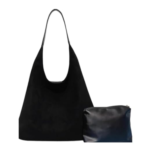 Frosted Große Kapazität Freizeittasche Einkaufstasche Lazy Tote Bag. Modische Persönlichkeit Unterarmtasche Retro Einfache Umhängetasche Für Frauen Männer Umhängetaschen (Black, A) von Generic