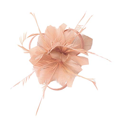 Frottee Stirnband Blume für Cocktail Frauen Headband Ballmütze Faschierungen Hochzeit Headband Reithelm Tasche (Orange, One Size) von Generic