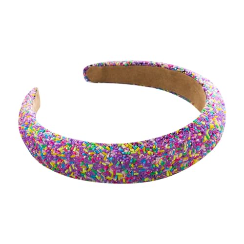 Frottee Stirnband Zierknoten Knoten Glitzer Stirnband Weiches Stirnband Bar Bühne Singen Tanz Party Stirnband Glitzer Haarschmuck für Frauen und Mädchen Haartuch Damen Binden (Purple, One Size) von Generic