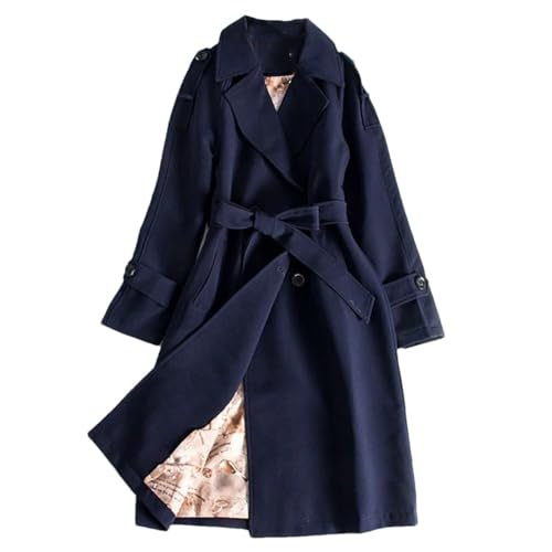 Frühling Herbst Frauen Trenchcoat Mode Lässig Lose Jacke Zweireiher Lange Windjacke von Generic